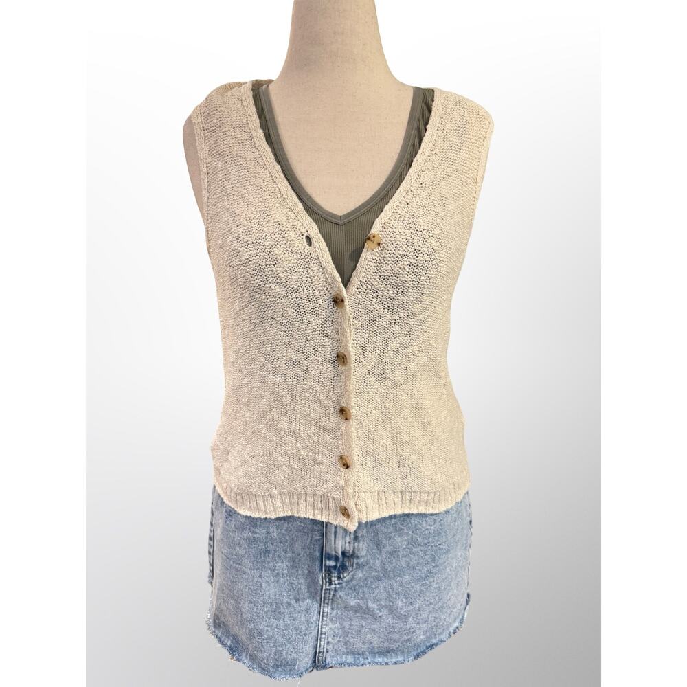 Women's J.Crew Cotton‎ Knit Button Front Sweater Vest Small